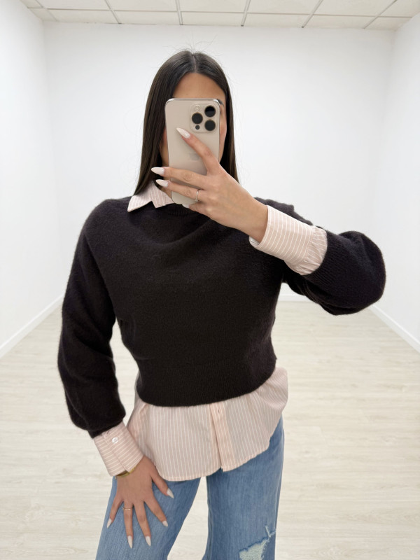 JERSEY CROP LANA MARRÓN